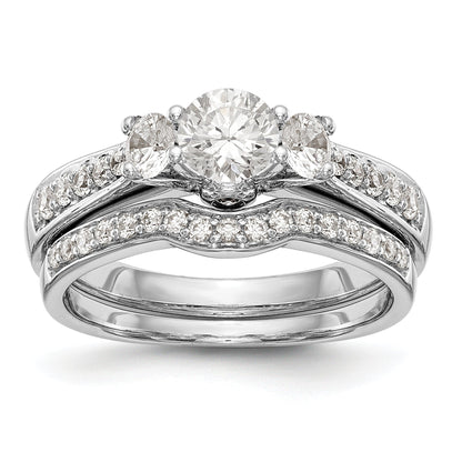 14K White Gold 3 Stone Simulated Diamond Engagement Ring