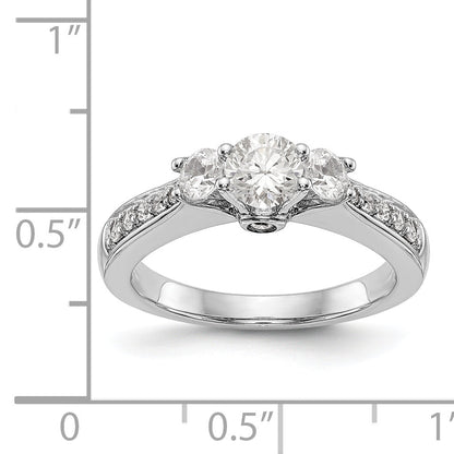 14K White Gold 3 Stone Simulated Diamond Engagement Ring