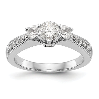 14K White Gold 3 Stone Simulated Diamond Engagement Ring