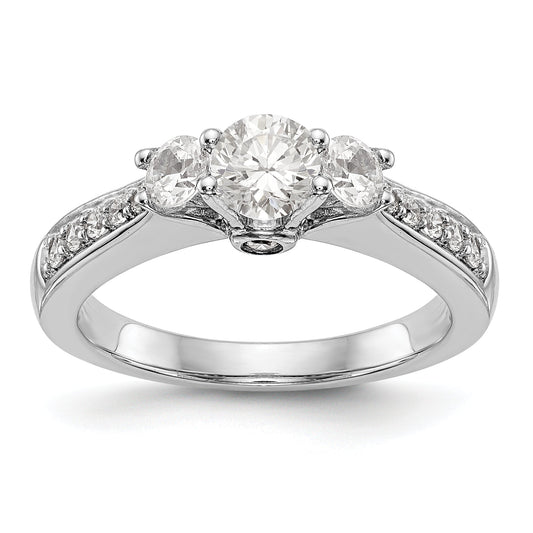 14K White Gold 3 Stone Simulated Diamond Engagement Ring