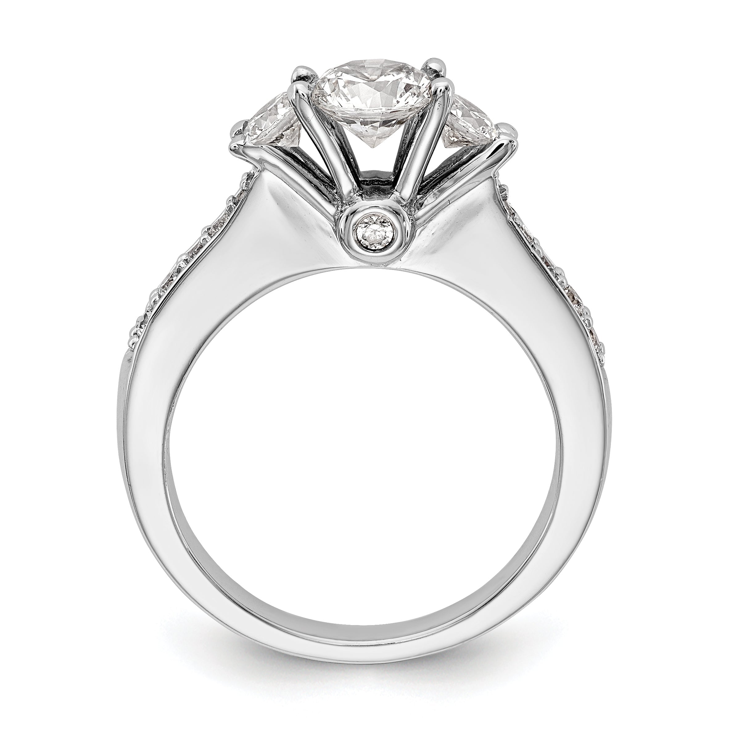 14K White Gold 3 Stone Simulated Diamond Engagement Ring
