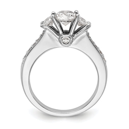 14K White Gold 3 Stone Simulated Diamond Engagement Ring