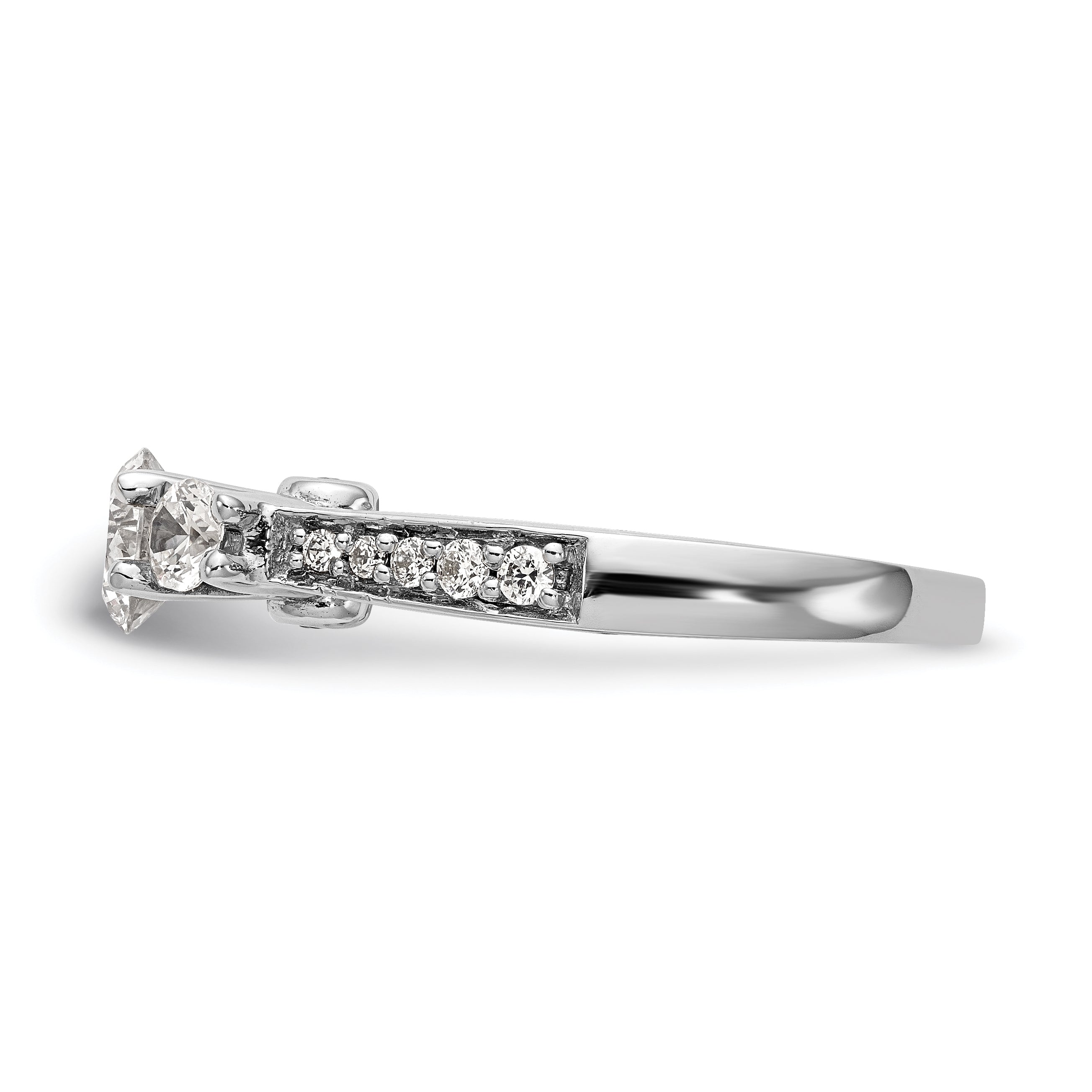 14K White Gold 3 Stone Simulated Diamond Engagement Ring