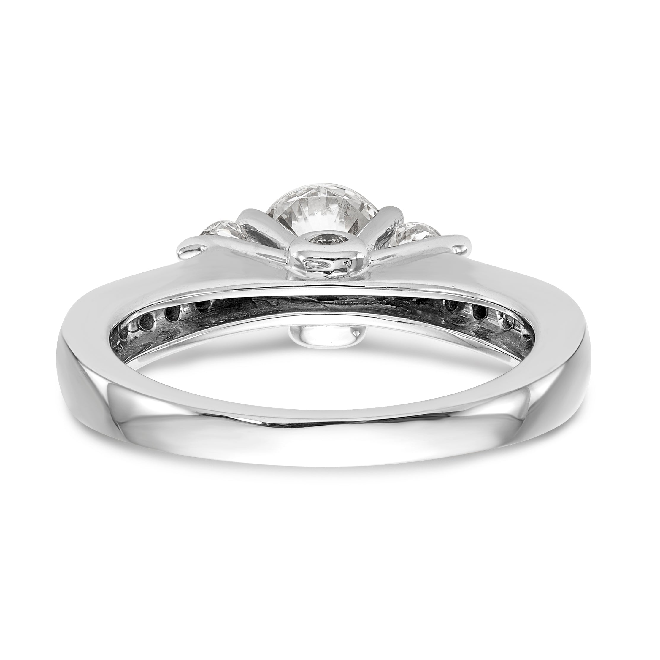 14K White Gold 3 Stone Simulated Diamond Engagement Ring