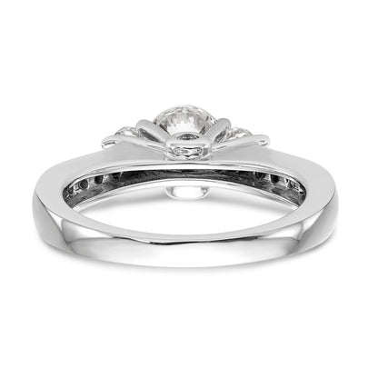 14K White Gold 3 Stone Simulated Diamond Engagement Ring