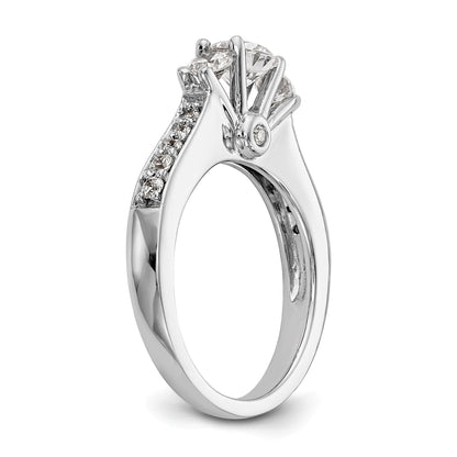 14K White Gold 3 Stone Simulated Diamond Engagement Ring