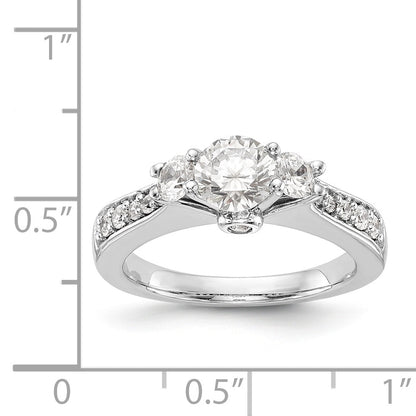 14K White Gold 3 Stone Simulated Diamond Engagement Ring
