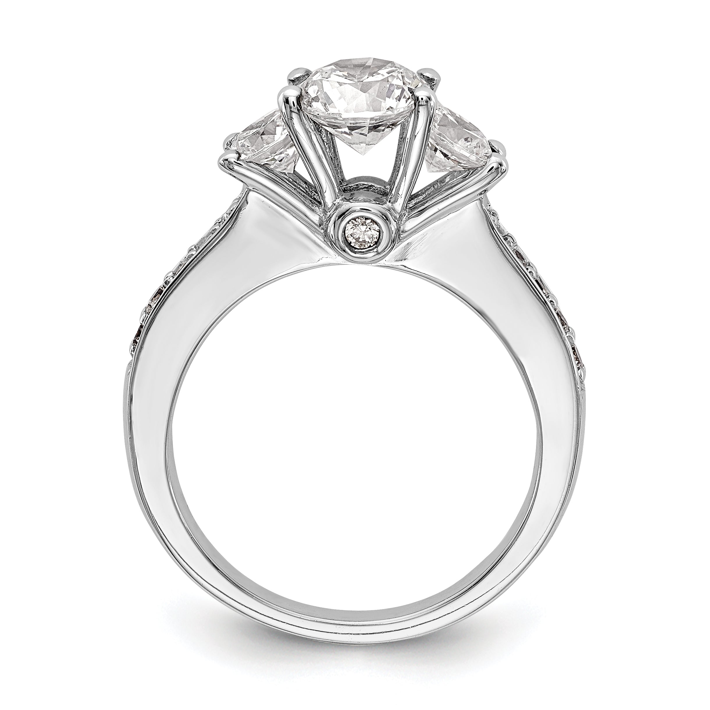 14K White Gold 3 Stone Simulated Diamond Engagement Ring