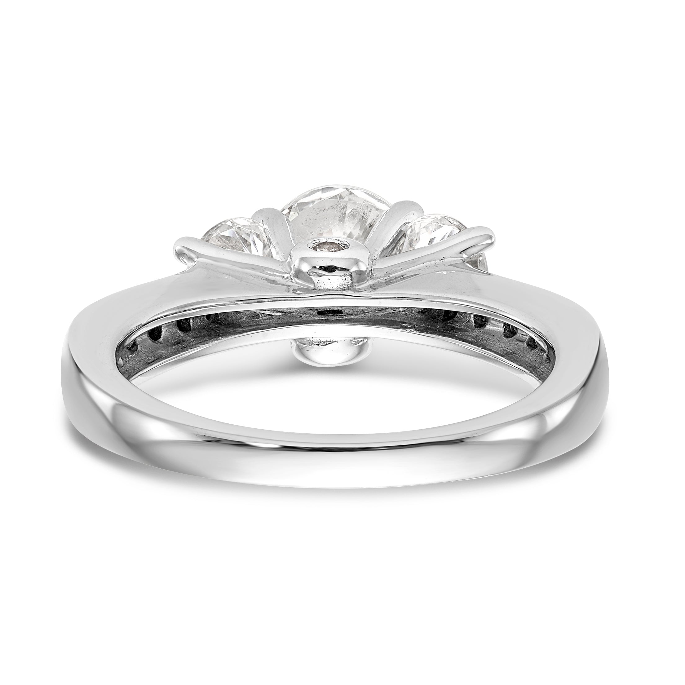 14K White Gold 3 Stone Simulated Diamond Engagement Ring