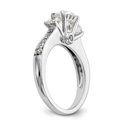 14K White Gold 3 Stone Simulated Diamond Engagement Ring