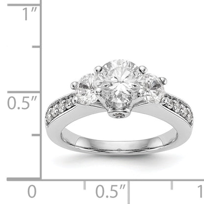 14K White Gold 3 Stone Simulated Diamond Engagement Ring