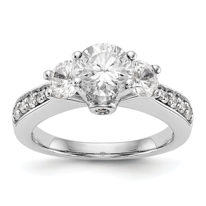 14K White Gold 3 Stone Simulated Diamond Engagement Ring