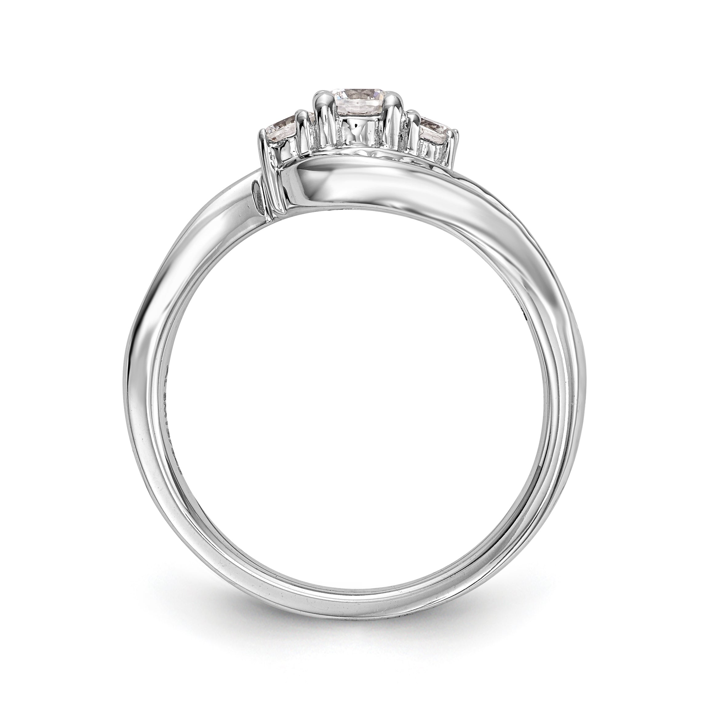 14K White Gold 3 Stone Simulated Diamond Engagement Ring