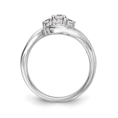 14K White Gold 3 Stone Simulated Diamond Engagement Ring