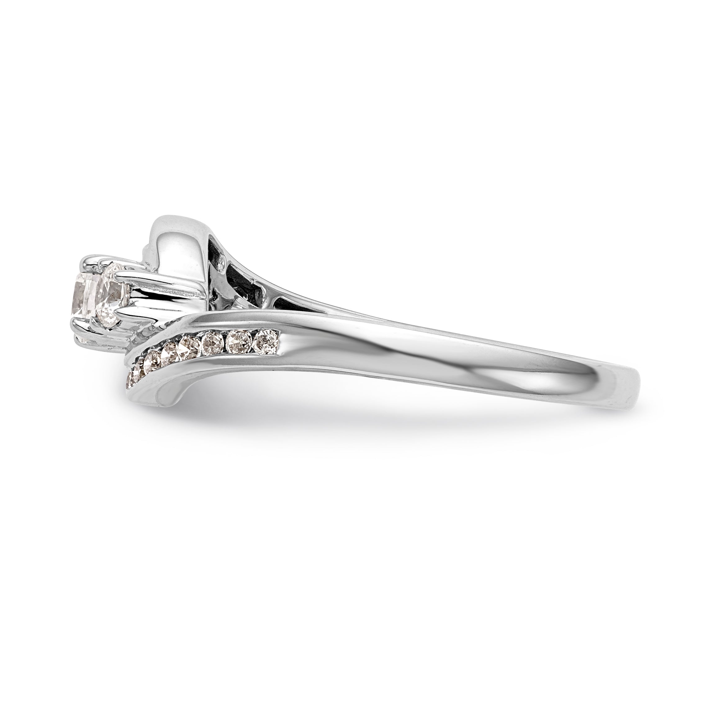 14K White Gold 3 Stone Simulated Diamond Engagement Ring