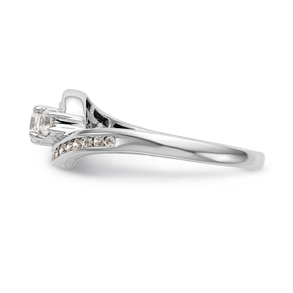 14K White Gold 3 Stone Simulated Diamond Engagement Ring