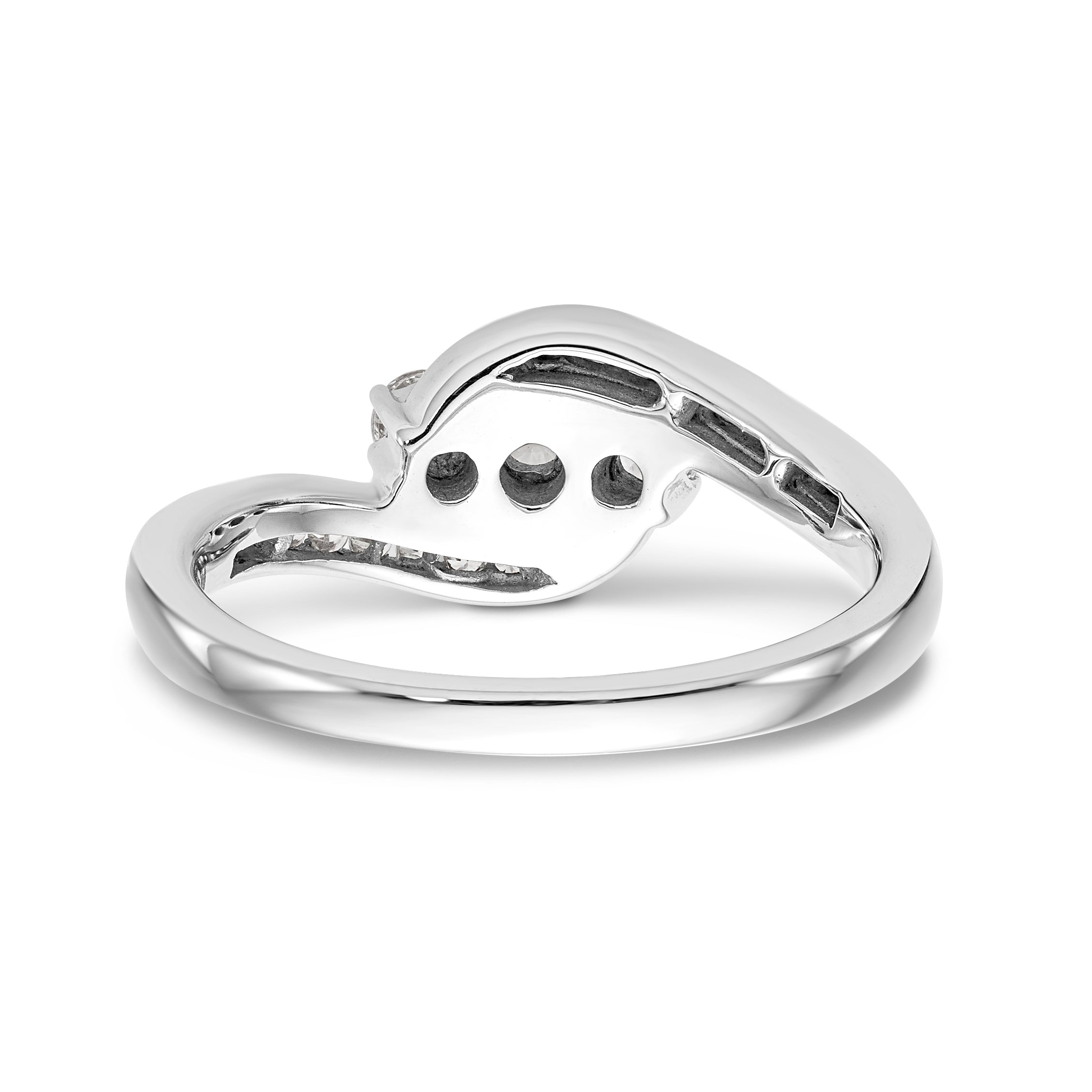 14K White Gold 3 Stone Simulated Diamond Engagement Ring