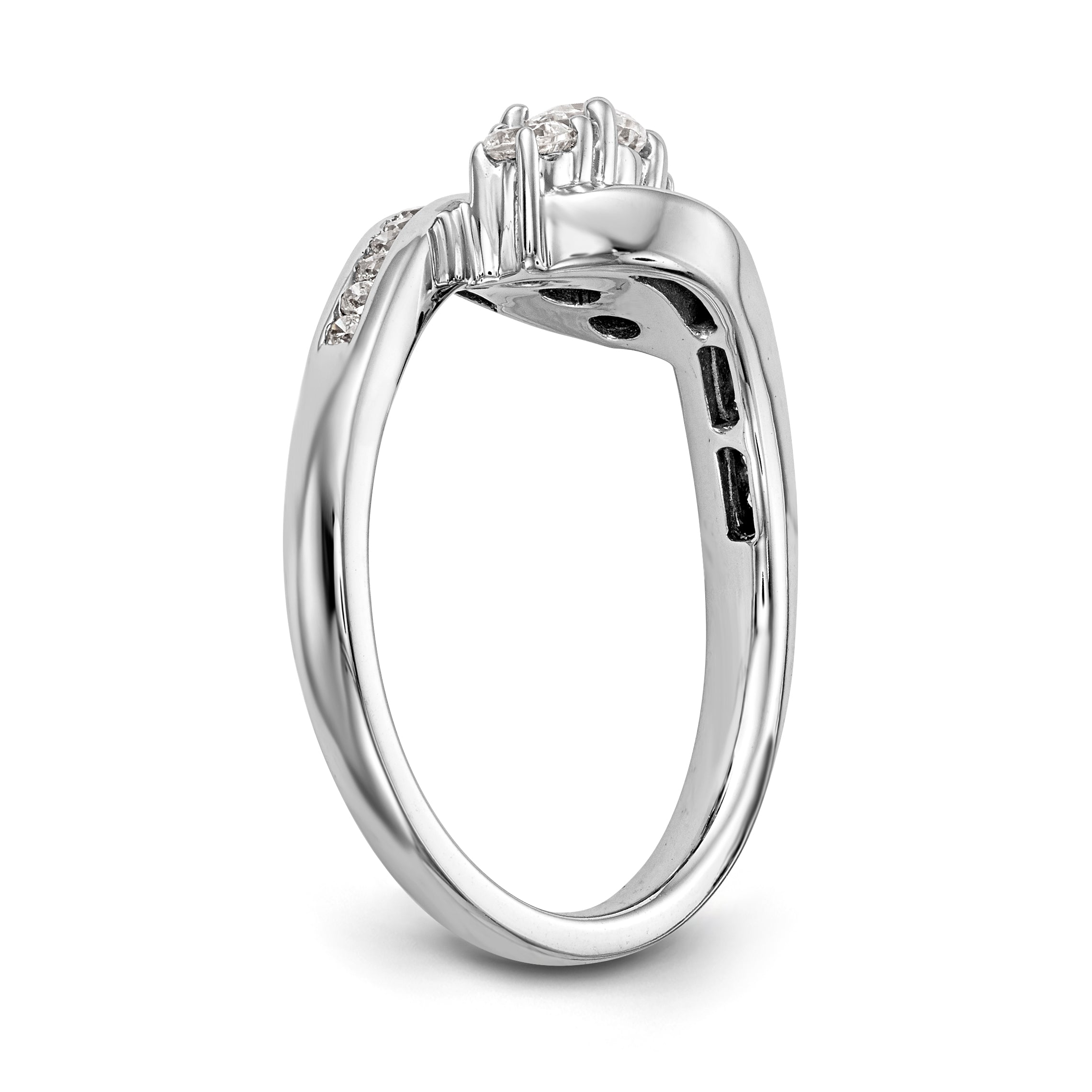 14K White Gold 3 Stone Simulated Diamond Engagement Ring