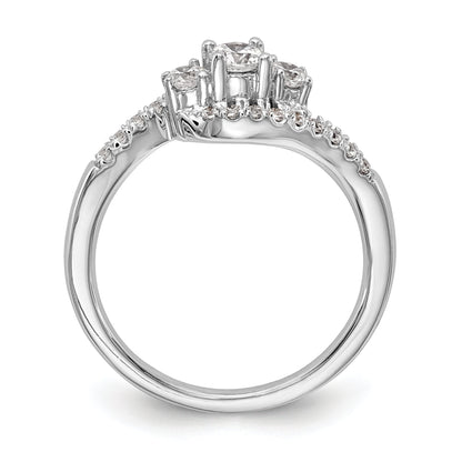 14K White Gold 3 Stone Simulated Diamond Engagement Ring