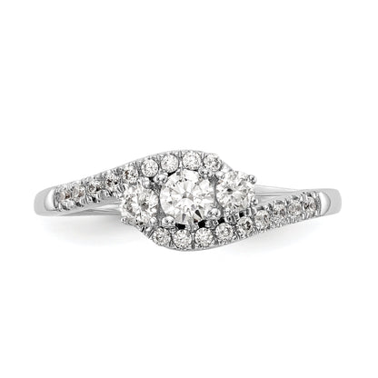 14K White Gold 3 Stone Simulated Diamond Engagement Ring