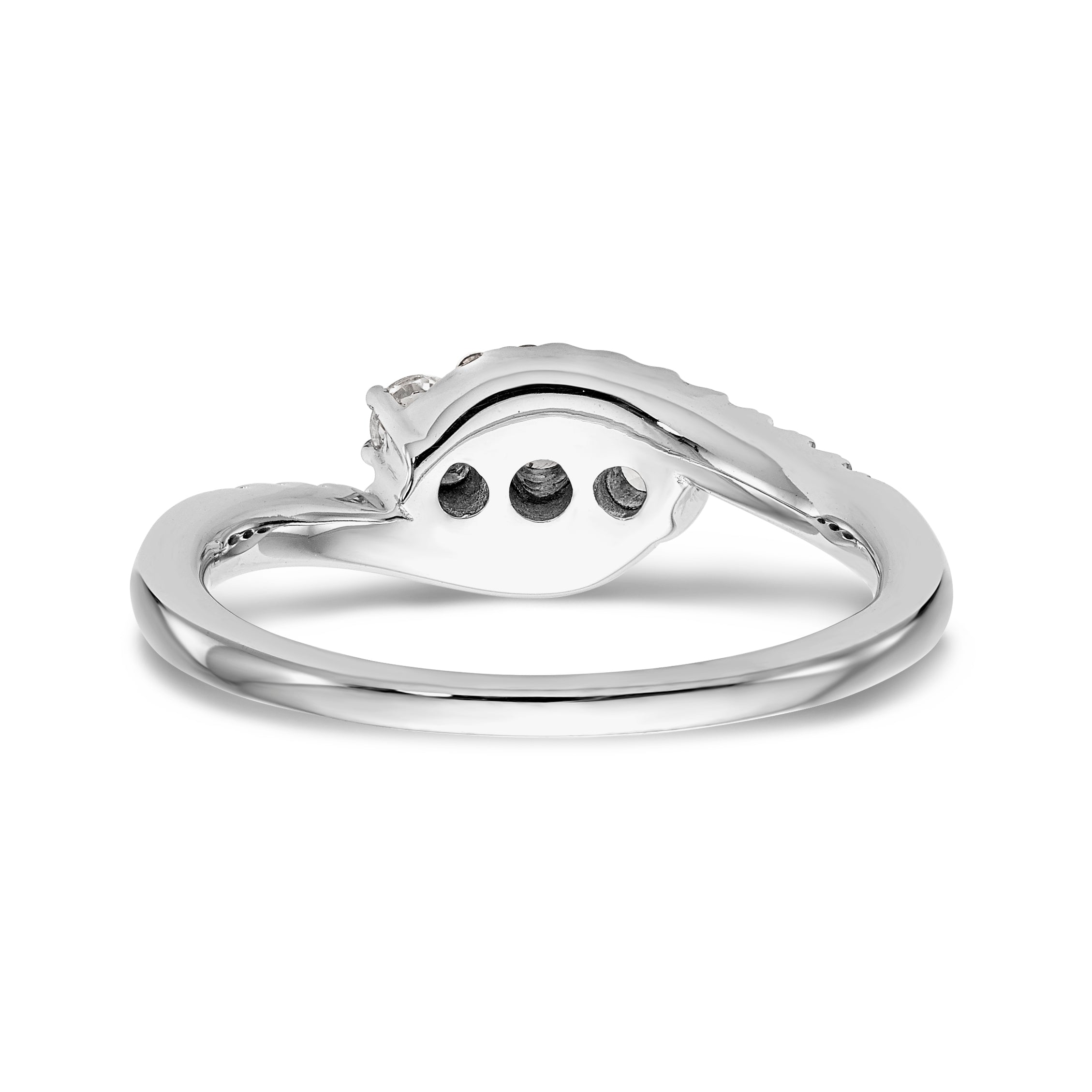 14K White Gold 3 Stone Simulated Diamond Engagement Ring