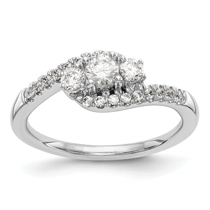 14K White Gold 3 Stone Simulated Diamond Engagement Ring