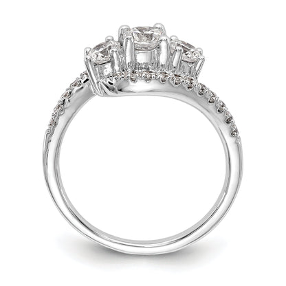 14K White Gold 3 Stone Simulated Diamond Engagement Ring