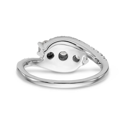 14K White Gold 3 Stone Simulated Diamond Engagement Ring