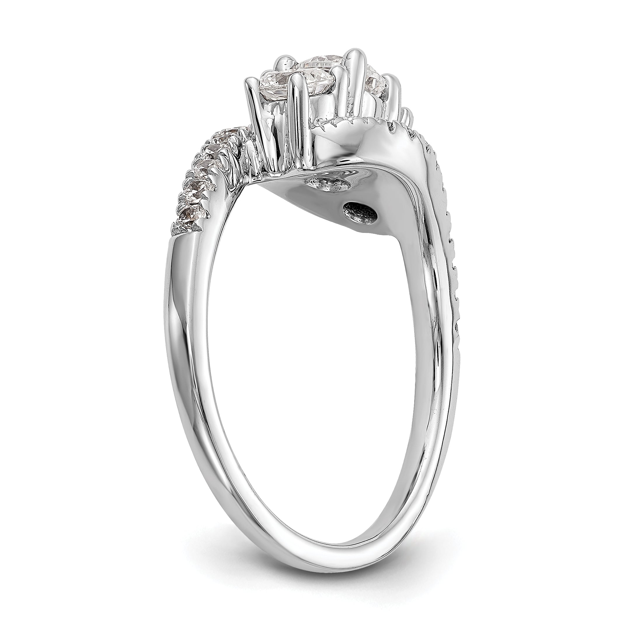 14K White Gold 3 Stone Simulated Diamond Engagement Ring