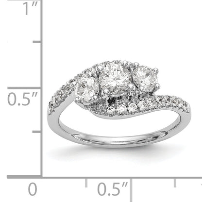 14K White Gold 3 Stone Simulated Diamond Engagement Ring