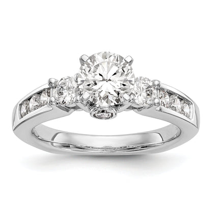 14K White Gold 3 Stone Simulated Diamond Engagement Ring
