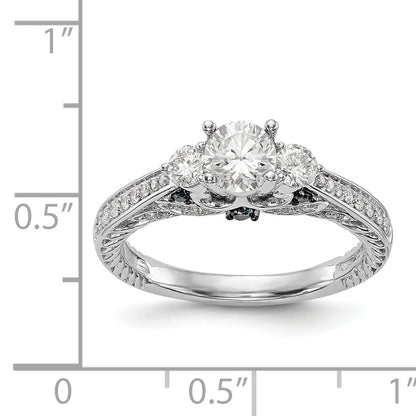 14K White Gold Blue and White Simulated Diamond Engagement Ring