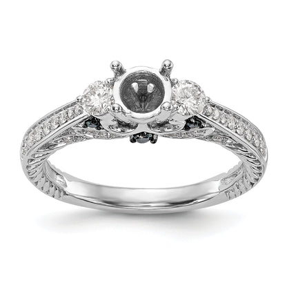 14K White Gold Blue and White Simulated Diamond Engagement Ring