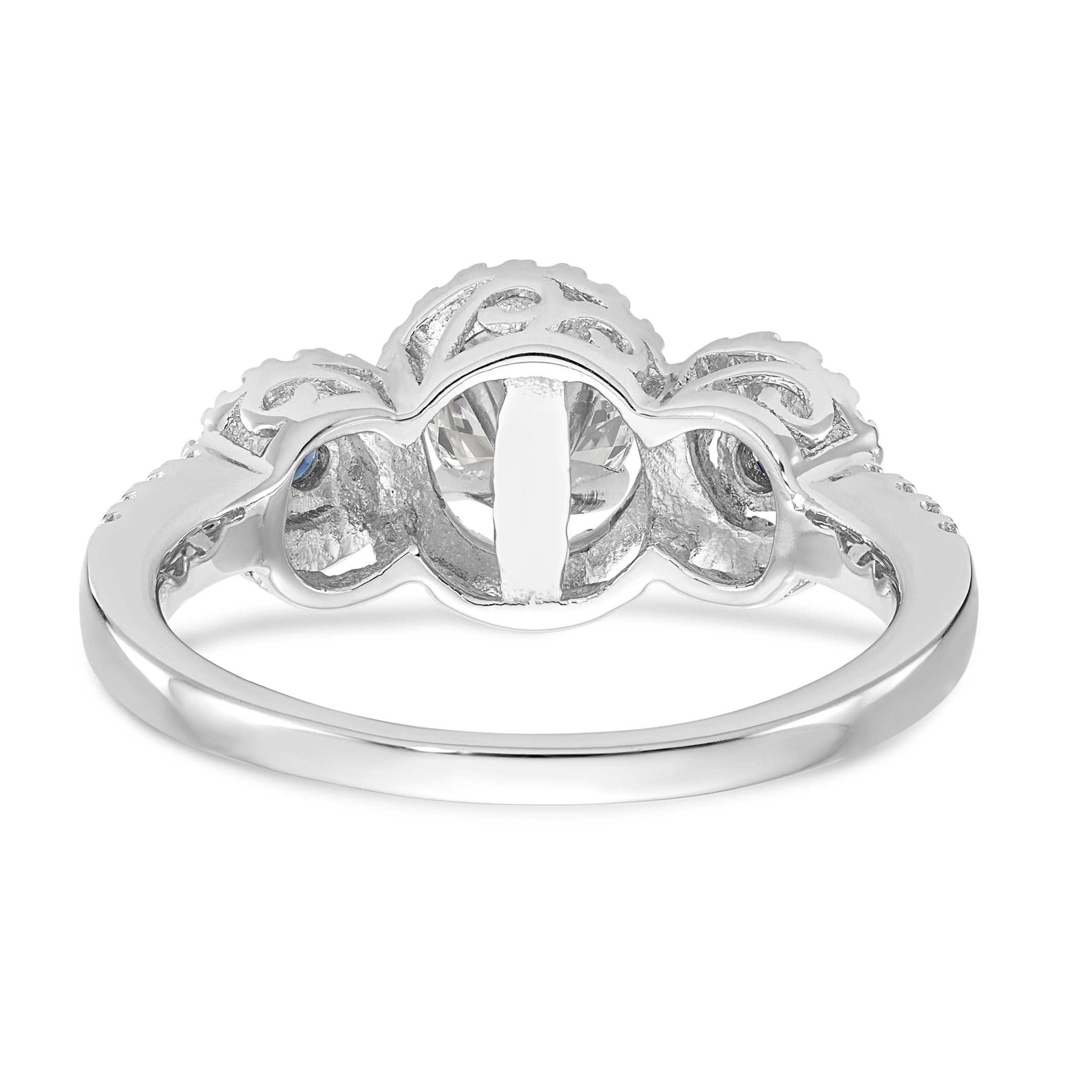 14k White Gold Blue and White Simulated Diamond Engagement Ring