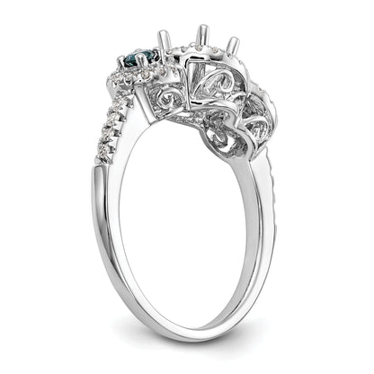 14k White Gold Blue and White Simulated Diamond Engagement Ring