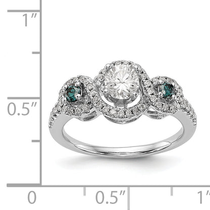 14k White Gold Blue and White Simulated Diamond Engagement Ring