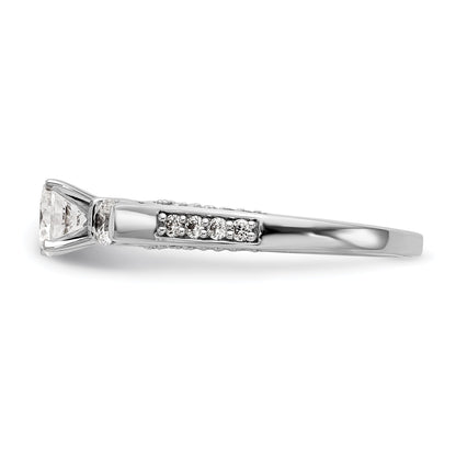 14K White Gold 3 Stone Diamond Peg Set CZ Engagement Ring
