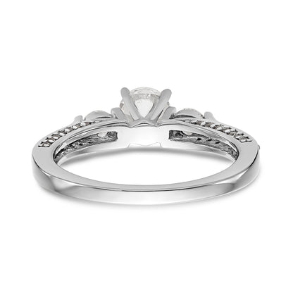 14K White Gold 3 Stone Diamond Peg Set CZ Engagement Ring