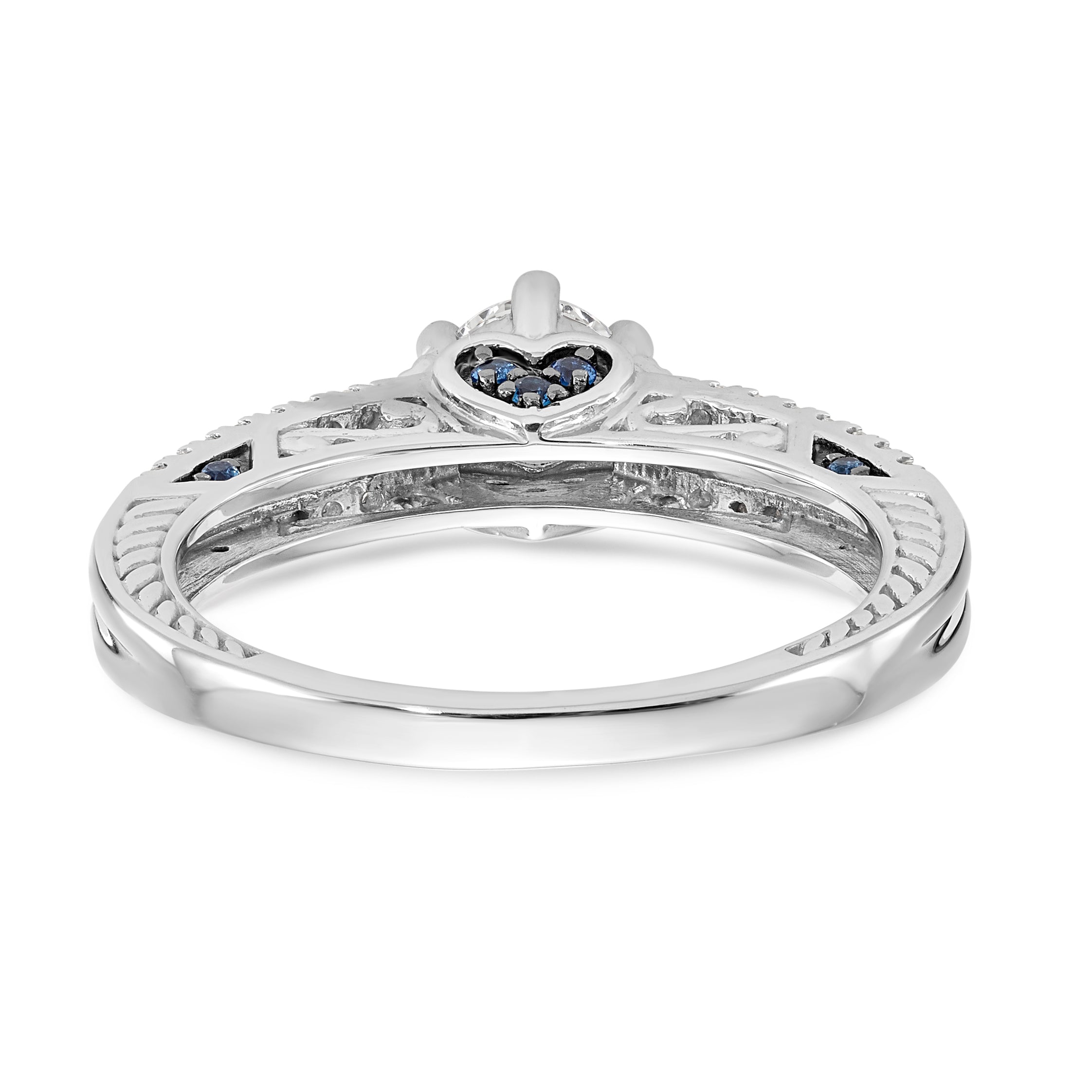 14k White Gold Blue and White Simulated Diamond Engagement Ring