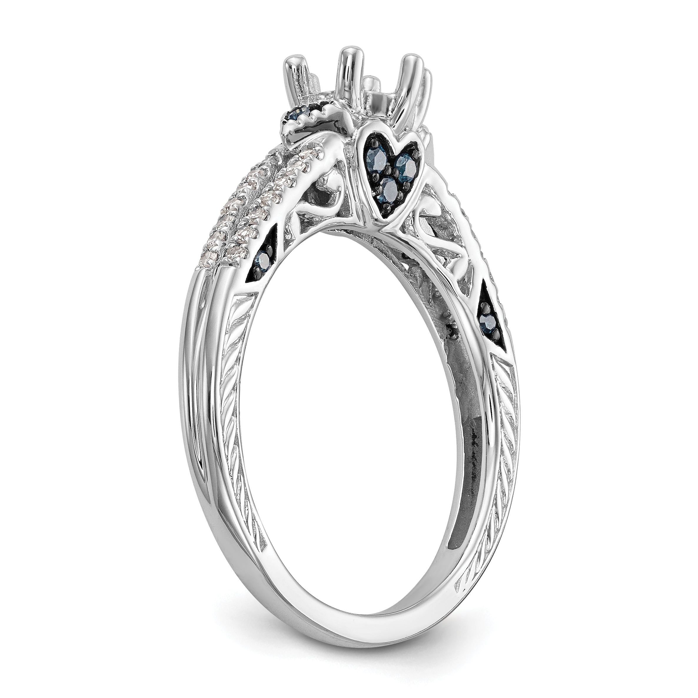 14k White Gold Blue and White Simulated Diamond Engagement Ring