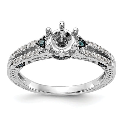 14k White Gold Blue and White Simulated Diamond Engagement Ring