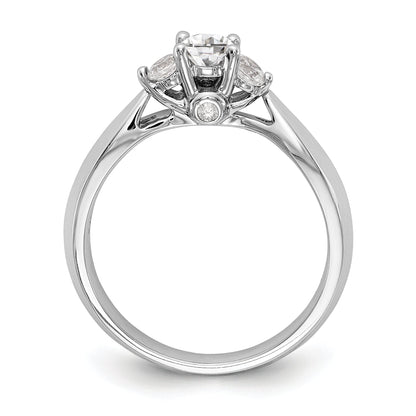 14K White Gold 3 Stone Simulated Diamond Engagement Ring