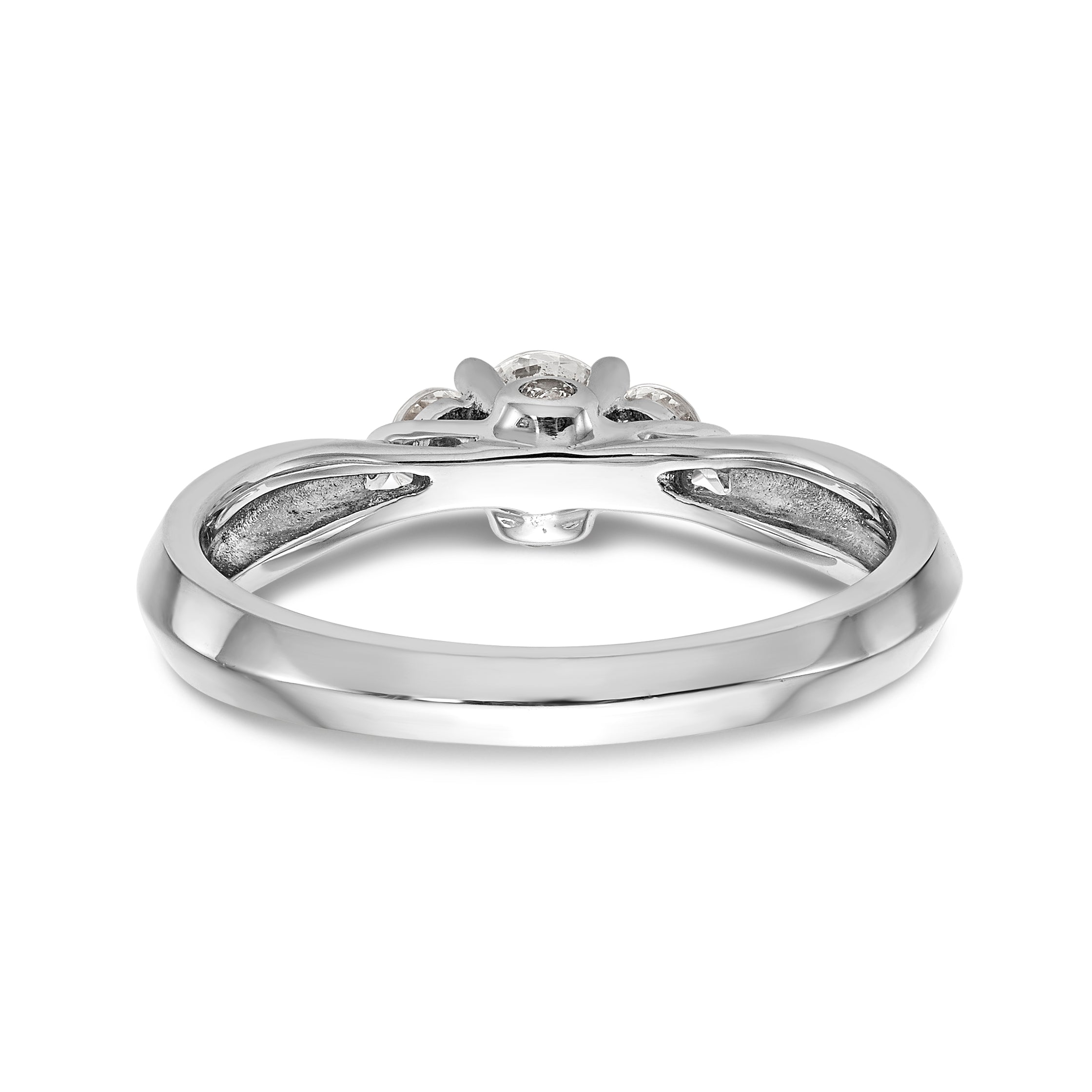 14K White Gold 3 Stone Simulated Diamond Engagement Ring
