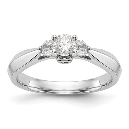 14K White Gold 3 Stone Simulated Diamond Engagement Ring