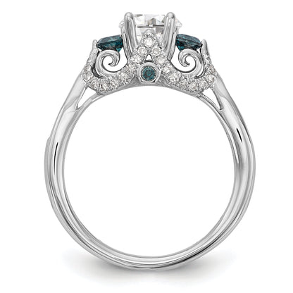 14k White Gold Blue and White Simulated Diamond Engagement Ring