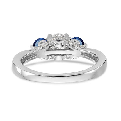 14k White Gold Blue and White Simulated Diamond Engagement Ring
