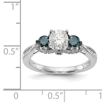 14k White Gold Blue and White Simulated Diamond Engagement Ring