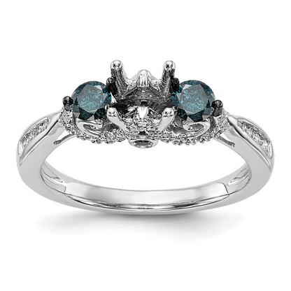 14k White Gold Blue and White Simulated Diamond Engagement Ring