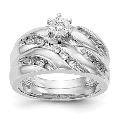 14K White Gold Complete Diamond Trio Engagement Ring