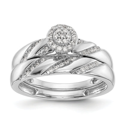 14K White Gold Complete Diamond Trio Cluster Engagement Ring